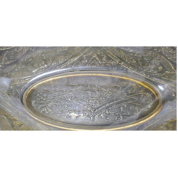 FEDERAL MADRID AMBER YELLOW DEPRESSION GLASS 1932 - 1939, 10" Oval Serving Bowl - Picture 3 of 6